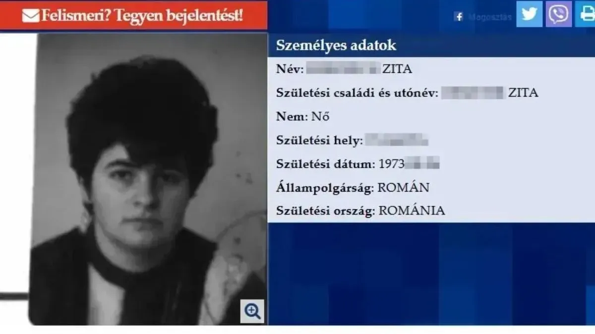 27 éve tűnt el Zita, idén találták meg a holttestét, rács mögött a gyanúsított!